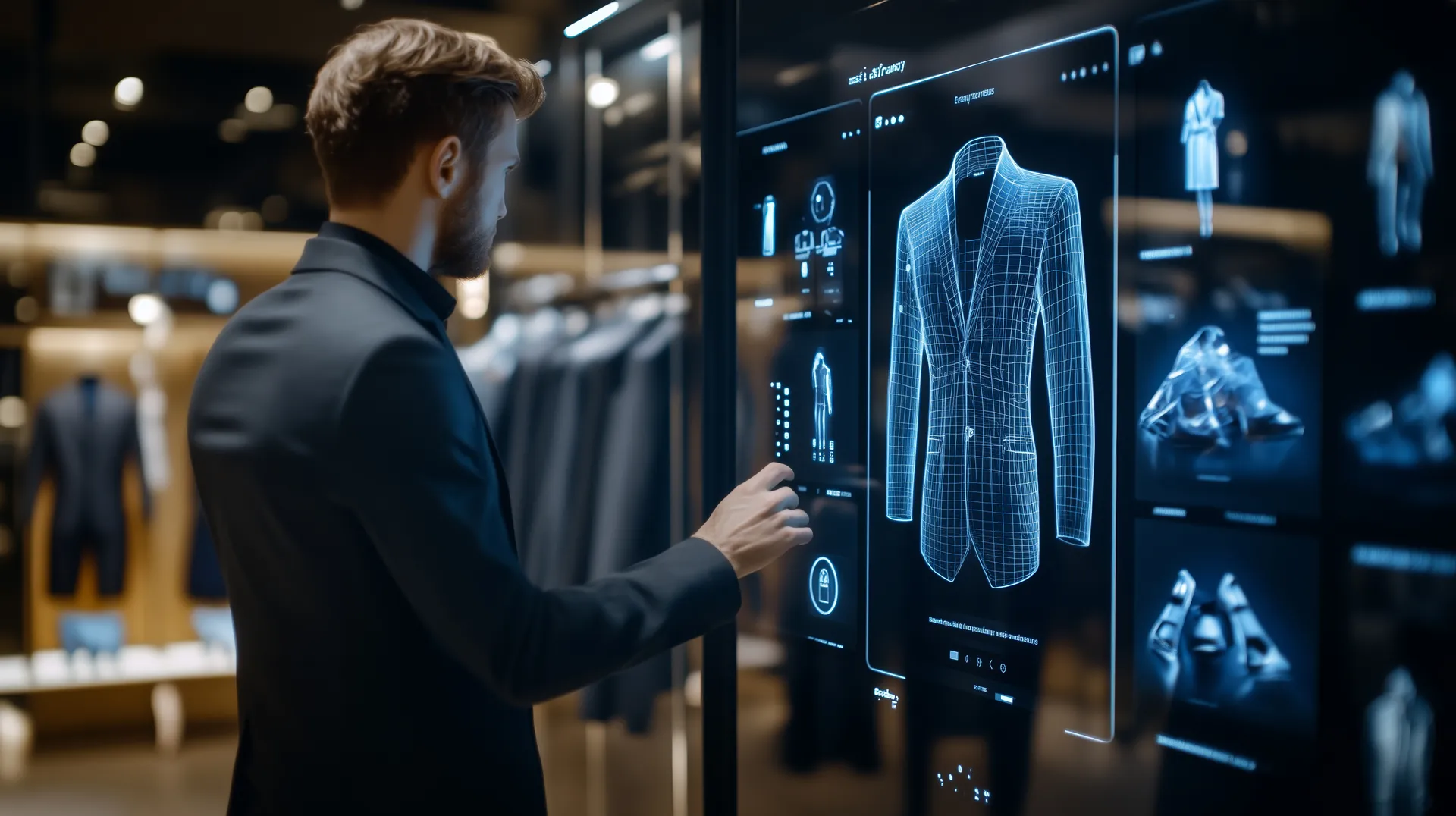 Man shopping using an interface