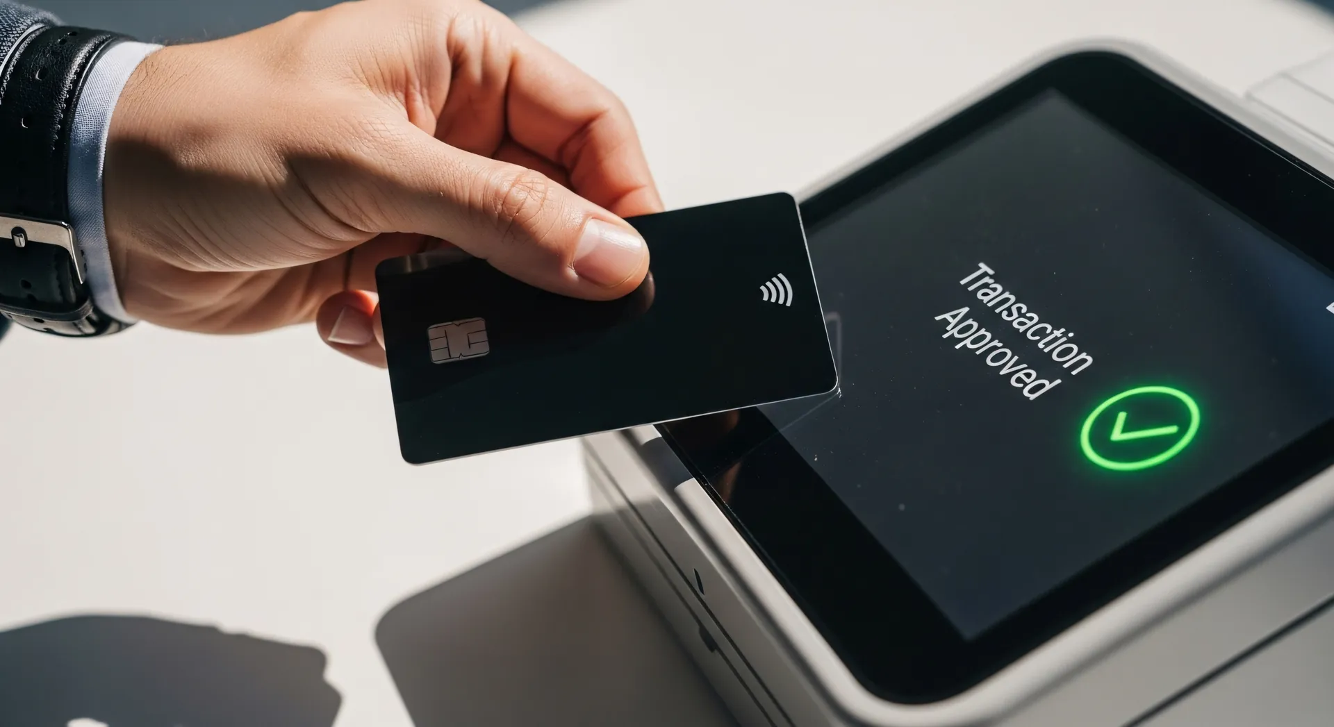 Person using contactless payment device