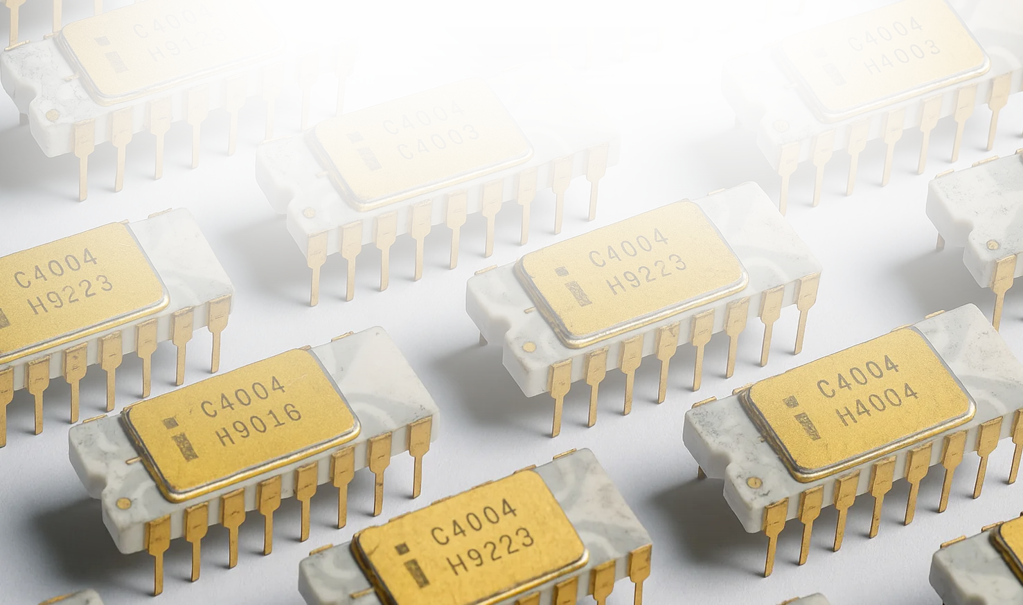 Intel C4004 vintage microprocessor chips