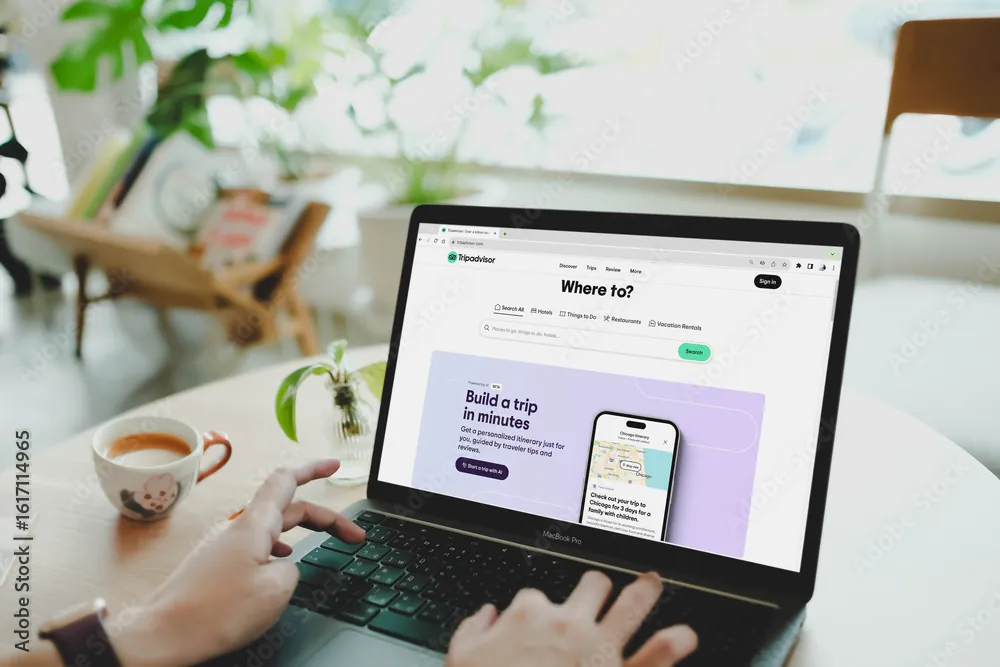 TripAdvisor website on a laptop